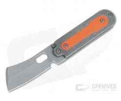 Serge Knife Co. Mid-Tech Bean Cleaver Acid Washed Nitro-V Orange G10 Inlay Slip Joint Top Flipper 006