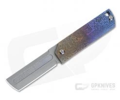 D Rocket Design MaximX Flipper M390 Aztec Engraved Anodized Titanium Folder 0080