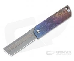 D Rocket Design MaximX Flipper M390 Aztec Engraved Anodized Titanium Folder 0081