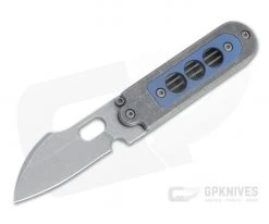 Serge Knife Co. Bean Flipper Mid-Tech Harpoon Acid Washed Nitro-V Blue Window Titanium Slip Joint 011