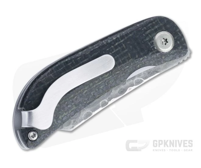 MCusta Petit San Mai Damascus Blue/Black Jute Micarta Liner Lock Front Flipper 0212D 4 MCusta Petit San Mai Damascus Blue/Black Jute Micarta Liner Lock Front Flipper 0212D - Image 2