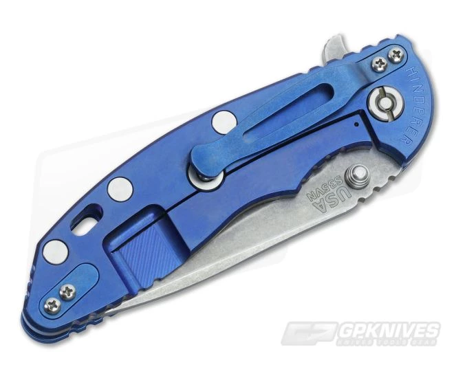 Hinderer Knives XM-18 3.5" Blue Spearpoint Flipper Battle Blue Frame 4 Hinderer Knives XM-18 3.5" Blue Spearpoint Flipper Battle Blue Frame - Image 2