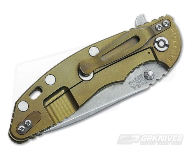 Hinderer Knives XM-18 3.5" Black Spearpoint Flipper Battle Bronze Frame 4 Hinderer Knives XM-18 3.5" Black Spearpoint Flipper Battle Bronze Frame - Image 2