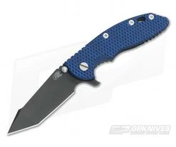 Hinderer Knives XM-18 3.5" Blue/Black Fatty Harpoon Tanto Black DLC
