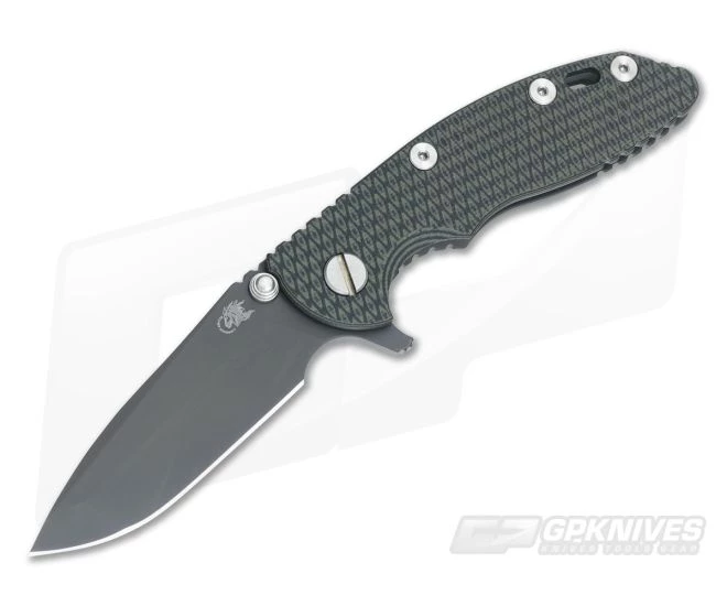 Hinderer Knives XM-18 3" Green/Black Spanto Black DLC Flipper #1 3 Hinderer Knives XM-18 3" Green/Black Spanto Black DLC Flipper #1