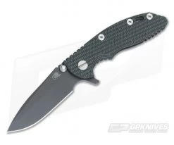 Hinderer Knives XM-18 3" Green/Black Spanto Black DLC Flipper #3