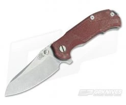 Hinderer Knives MP-1 Red Linen Micarta 3.25" Stonewashed Flipper