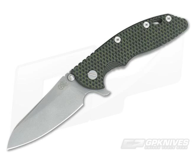 Hinderer Knives XM-18 3.5" GEN 5 Sheepsfoot Working Finish 20CV OD Green & Black G10 3 Hinderer Knives XM-18 3.5" GEN 5 Sheepsfoot Working Finish 20CV OD Green & Black G10