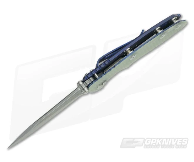 Hinderer XM-18 3" Battle Blue Ti GEN 6 WF 20CV Slicer Translucent G10 Tri-Way Pivot Flipper 5 Hinderer XM-18 3" Battle Blue Ti GEN 6 WF 20CV Slicer Translucent G10 Tri-Way Pivot Flipper - Image 3