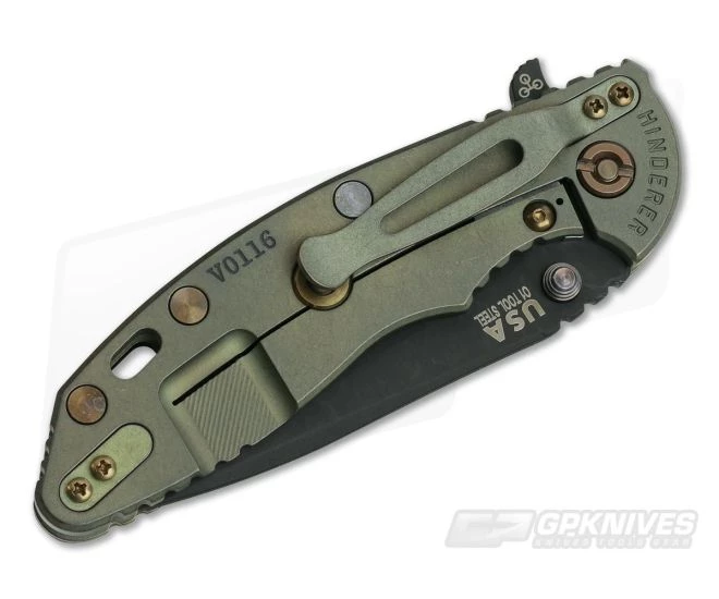 Hinderer XM-18 3.5" Vintage Series GEN 6 Parkerized O1 Spear Point Textured Walnut Battle Green Tri-Way Pivot Flipper 0652 4 Hinderer XM-18 3.5" Vintage Series GEN 6 Parkerized O1 Spear Point Textured Walnut Battle Green Tri-Way Pivot Flipper 0652 - Image 2