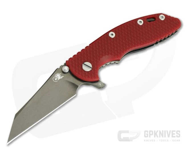 Hinderer Knives XM-18 3.5" Red Fatty Wharncliffe Tri-Way Stonewashed DLC Black 20CV 3 Hinderer Knives XM-18 3.5" Red Fatty Wharncliffe Tri-Way Stonewashed DLC Black 20CV