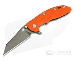 Hinderer Knives XM-18 3.5" Orange Fatty Wharncliffe Tri-Way Stonewashed DLC Black 20CV