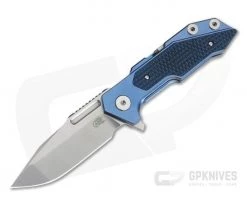 Hinderer Knives Full Track Spanto S35VN Blue Stonewashed Black and Blue G10 Tri-Way Pivot Flipper