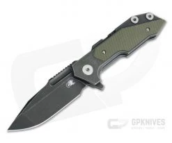 Hinderer Knives Full Track Spanto S35VN Battle Black OD Green G10 Tri-Way Pivot Flipper
