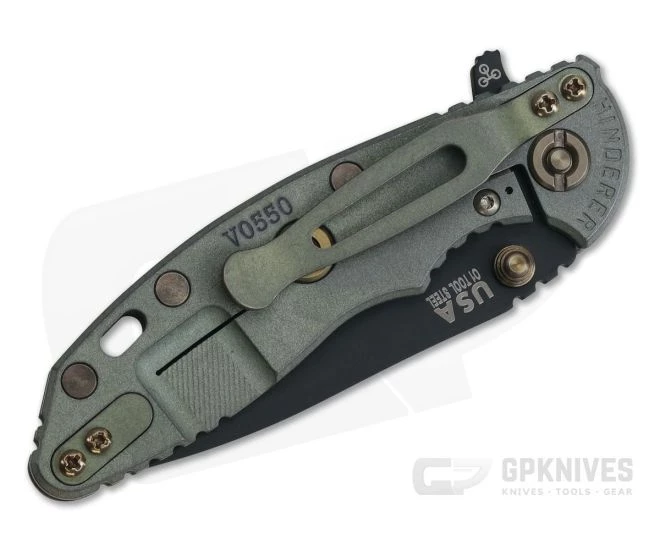 Hinderer XM-18 3" Vintage Series GEN 6 Parkerized O1 Spear Point Textured Walnut Battle Green Tri-Way Pivot Flipper 0767 4 Hinderer XM-18 3" Vintage Series GEN 6 Parkerized O1 Spear Point Textured Walnut Battle Green Tri-Way Pivot Flipper 0767 - Image 2
