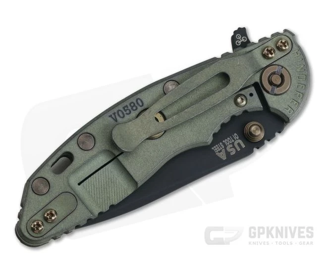 Hinderer XM-18 3" Vintage Series GEN 6 Parkerized O1 Spear Point Textured Walnut Battle Green Tri-Way Pivot Flipper 0774 4 Hinderer XM-18 3" Vintage Series GEN 6 Parkerized O1 Spear Point Textured Walnut Battle Green Tri-Way Pivot Flipper 0774 - Image 2