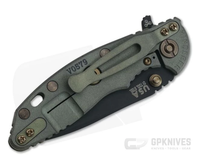 Hinderer XM-18 3" Vintage Series GEN 6 Parkerized O1 Spear Point Textured Walnut Battle Green Tri-Way Pivot Flipper 0776 4 Hinderer XM-18 3" Vintage Series GEN 6 Parkerized O1 Spear Point Textured Walnut Battle Green Tri-Way Pivot Flipper 0776 - Image 2
