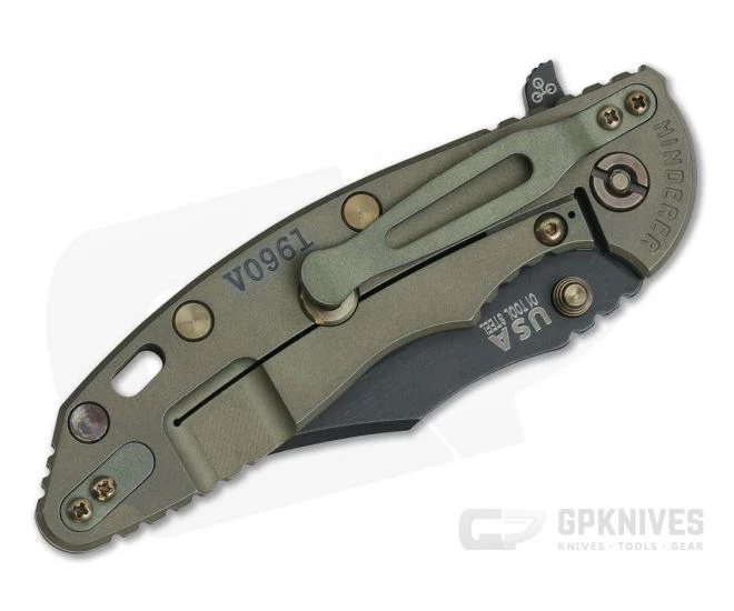 Hinderer XM-18 3.5" Vintage Series Parkerized O1 Bowie Smooth Walnut Battle Green Tri-Way Pivot Flipper 0795 4 Hinderer XM-18 3.5" Vintage Series Parkerized O1 Bowie Smooth Walnut Battle Green Tri-Way Pivot Flipper 0795 - Image 2
