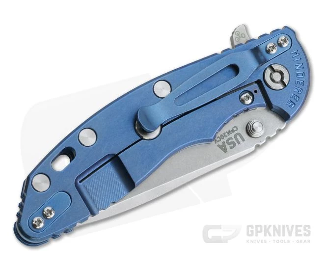 Hinderer XM-18 3.5" Tri-Way Flipper Spanto Stonewashed 20CV Blue G10 Blue Frame 0819 4 Hinderer XM-18 3.5" Tri-Way Flipper Spanto Stonewashed 20CV Blue G10 Blue Frame 0819 - Image 2