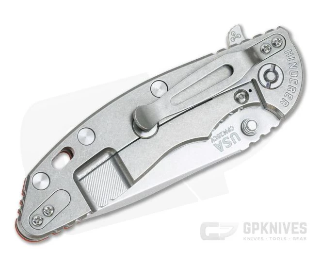 Hinderer XM-18 3.5" Tri-Way Flipper Spear Point Stonewashed 20CV Orange G10 0833 4 Hinderer XM-18 3.5" Tri-Way Flipper Spear Point Stonewashed 20CV Orange G10 0833 - Image 2