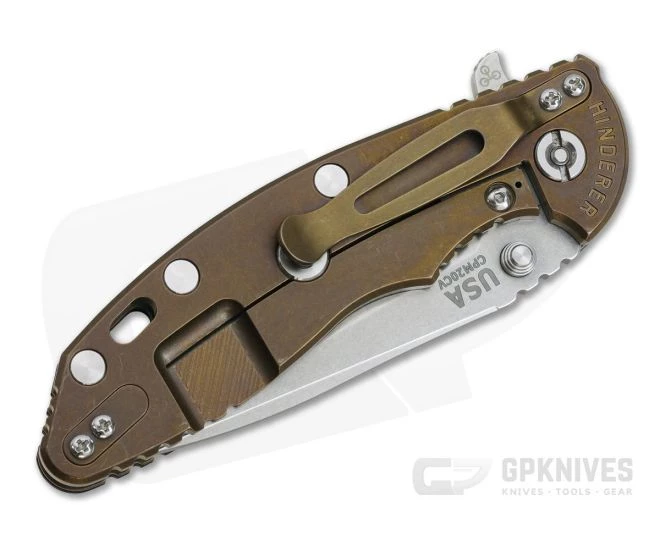 Hinderer XM-18 3.5" Black G10 Tri-Way Spear Point SW 20CV Stonewashed Bronze Ti 0837 4 Hinderer XM-18 3.5" Black G10 Tri-Way Spear Point SW 20CV Stonewashed Bronze Ti 0837 - Image 2