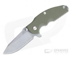 Hinderer Knives Jurassic Working Finish S35VN Spear Point OD Green G10 Tri-Way Pivot Flipper 0854