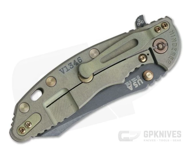Hinderer XM-18 3.5" Vintage Series Parkerized O1 Skinner Textured Walnut Battle Green Tri-Way Pivot Flipper 0861 4 Hinderer XM-18 3.5" Vintage Series Parkerized O1 Skinner Textured Walnut Battle Green Tri-Way Pivot Flipper 0861 - Image 2