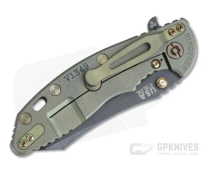 Hinderer XM-18 3.5" Vintage Series Parkerized O1 Skinner Textured Walnut Battle Green Tri-Way Pivot Flipper 0862 4 Hinderer XM-18 3.5" Vintage Series Parkerized O1 Skinner Textured Walnut Battle Green Tri-Way Pivot Flipper 0862 - Image 2