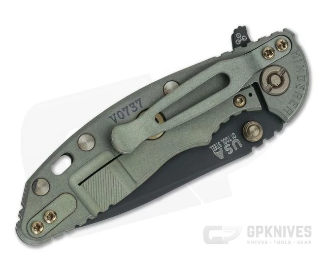 Hinderer XM-18 3" Vintage Series Parkerized O1 Spear Point Smooth Walnut Battle Green Tri-Way Pivot Flipper 0884 4 Hinderer XM-18 3" Vintage Series Parkerized O1 Spear Point Smooth Walnut Battle Green Tri-Way Pivot Flipper 0884 - Image 2