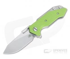 Hinderer Knives Half Track Slicer Stonewashed 20CV Neon Green G10 Tri-Way Flipper