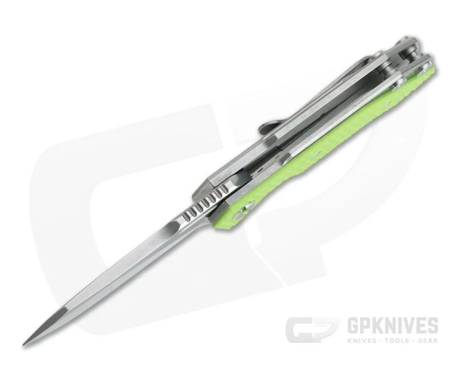 Hinderer Knives Half Track Slicer Stonewashed 20CV Neon Green G10 Tri-Way Flipper 5 Hinderer Knives Half Track Slicer Stonewashed 20CV Neon Green G10 Tri-Way Flipper - Image 3