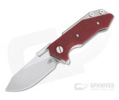 Hinderer Knives Half Track Slicer Stonewashed 20CV Red G10 Tri-Way Flipper