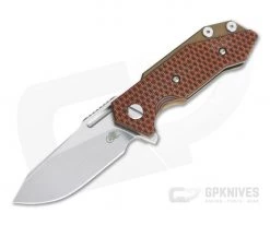 Hinderer Knives Half Track Slicer 20CV Stonewashed Bronze Orange/Black G10 Tri-Way Flipper