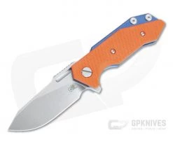 Hinderer Knives Half Track Slicer 20CV Stonewashed Blue Orange G10 Tri-Way Flipper