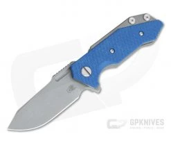 Hinderer Knives Half Track Slicer 20CV Working Finish Blue G10 Tri-Way Flipper