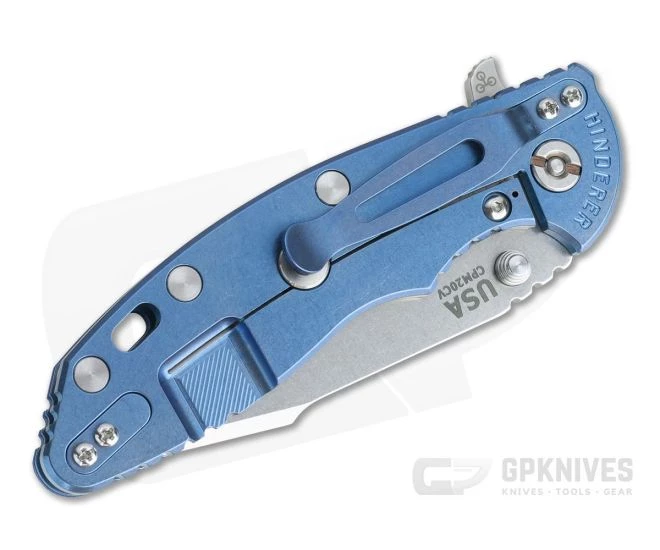 Hinderer XM-18 3.5" Stonewashed 20CV Harpoon Spanto Blue G10 Blue Tri-Way Flipper 1020 4 Hinderer XM-18 3.5" Stonewashed 20CV Harpoon Spanto Blue G10 Blue Tri-Way Flipper 1020 - Image 2
