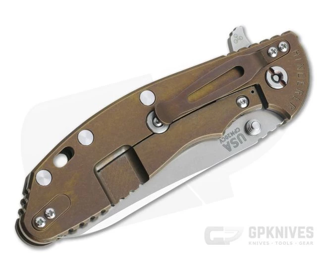 Hinderer XM-24 Sheepsfoot Stonewashed 20CV OD Green G10 Bronze Tri-Way Pivot Flipper 4 Hinderer XM-24 Sheepsfoot Stonewashed 20CV OD Green G10 Bronze Tri-Way Pivot Flipper - Image 2