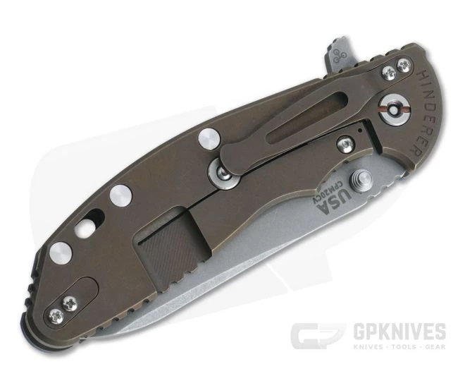 Hinderer XM-24 Sheepsfoot Working Finish 20CV Blue G10 Battle Bronze Tri-Way Pivot Flipper 4 Hinderer XM-24 Sheepsfoot Working Finish 20CV Blue G10 Battle Bronze Tri-Way Pivot Flipper - Image 2