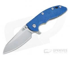 Hinderer XM-18 3.5" Skinny Sheepsfoot Stonewash 20CV Blue G10 Stonewash Bronze Ti Tri-Way Pivot Flipper