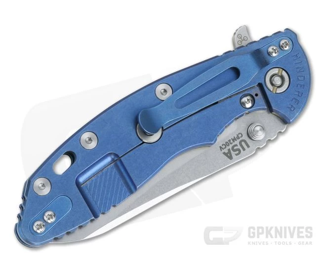 Hinderer XM-18 3.5" Skinny Sheepsfoot Stonewash 20CV Black G10 Stonewash Blue Ti Tri-Way Pivot Flipper 4 Hinderer XM-18 3.5" Skinny Sheepsfoot Stonewash 20CV Black G10 Stonewash Blue Ti Tri-Way Pivot Flipper - Image 2