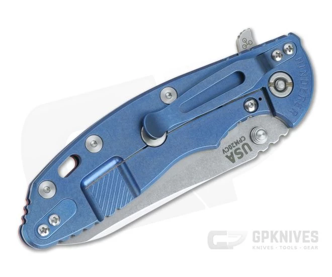 Hinderer XM-18 3.5" Skinny Sheepsfoot Stonewash 20CV Orange G10 Stonewash Blue Ti Tri-Way Pivot Flipper 4 Hinderer XM-18 3.5" Skinny Sheepsfoot Stonewash 20CV Orange G10 Stonewash Blue Ti Tri-Way Pivot Flipper - Image 2