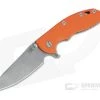 Hinderer XM-18 3.5" Skinny Sheepsfoot Working Finish 20CV Orange G10 Battle Bronze Ti Tri-Way Pivot Flipper -Outlet Flippers Store 1058 1 1