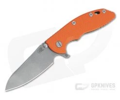 Hinderer XM-18 3.5" Skinny Sheepsfoot Working Finish 20CV Orange G10 Battle Bronze Ti Tri-Way Pivot Flipper