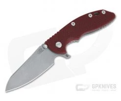 Hinderer XM-18 3.5" Skinny Sheepsfoot Working Finish 20CV Red G10 Working Finish Ti Tri-Way Pivot Flipper