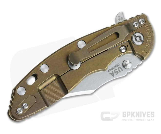 Hinderer XM-18 3.5" Bowie Stonewashed 20CV FDE G10 Bronze Tri-Way Flipper 1086 4 Hinderer XM-18 3.5" Bowie Stonewashed 20CV FDE G10 Bronze Tri-Way Flipper 1086 - Image 2