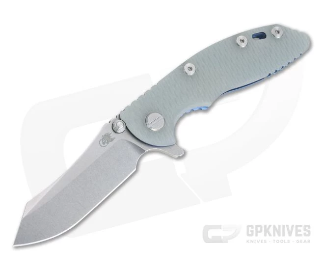 Hinderer XM-18 3" Skinner Stonewashed 20CV Translucent G10 Blue Titanium Tri-Way Pivot Flipper 1109 3 Hinderer XM-18 3" Skinner Stonewashed 20CV Translucent G10 Blue Titanium Tri-Way Pivot Flipper 1109