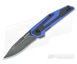Kershaw Fraxion Blue G10 Carbon Fiber Blackwash Anso KVT Flipper 1160BLUBW