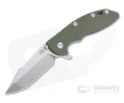 Hinderer XM-18 3.5" Skinny Harpoon Spanto Stonewashed 20CV OD Green G10 Blue Tri-Way Flipper 1197