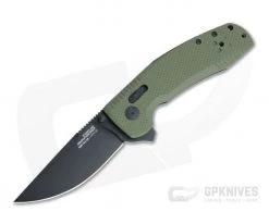 SOG TAC XR Black Plain D2 OD Green G10 XR Lock Flipper 12-38-02-57