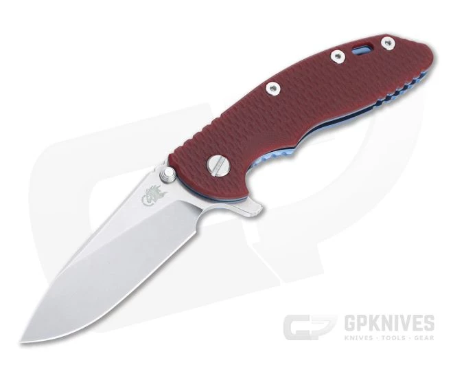 Hinderer Knives XM-18 3.5" Slicer Stonewashed 20CV Red G10 Stonewash Blue Ti Tri-Way Flipper 1213 3 Hinderer Knives XM-18 3.5" Slicer Stonewashed 20CV Red G10 Stonewash Blue Ti Tri-Way Flipper 1213